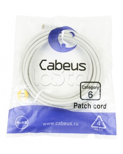 Шнур коммутационный 2xRJ-45/8P8C U/UTP кат.6 (5 м) Cabeus PC-UTP-RJ45-Cat.6-5m в Йошкар-Оле Патчкорды (медные) Pintop.ru