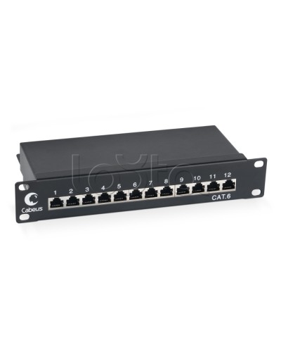 Патч-панель 10, 12 портов RJ-45 полностью экранированная, категория 6, Dual IDC Cabeus PL-12-Cat.6 10-SH-Dual IDC в Йошкар-Оле Патч панель Pintop.ru