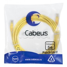 Патч-корд медный U/UTP кат.5е (5м) LSZH (желтый) Cabeus (PC-UTP-RJ45-Cat.5e-5m-YL-LSZH)