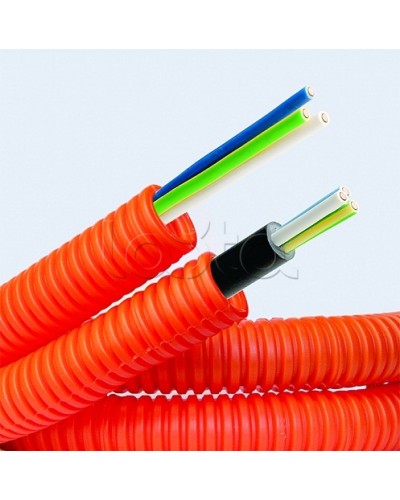 Электротруба ПНД гибкая гофр. д.20мм, цвет оранжевый, с кабелем ВВГнг(А)-LS 3х2,5мм² РЭК ГОСТ+,100м DKC 7S920100 в Йошкар-Оле Труба гофрированная Pintop.ru