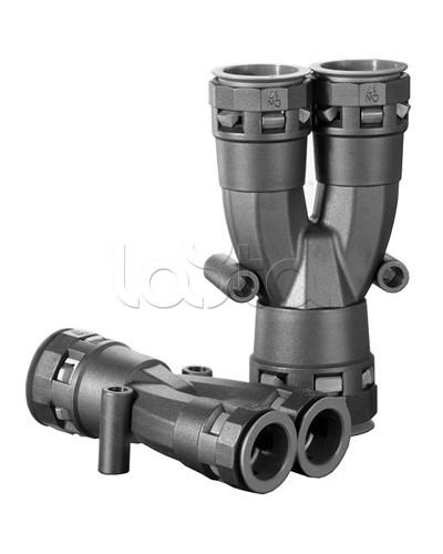 Разветвитель DN 1х17 + 2х12 мм, полиамид, цвет черный DKC PAY171212N в Йошкар-Оле Повороты, муфты, тройники Pintop.ru