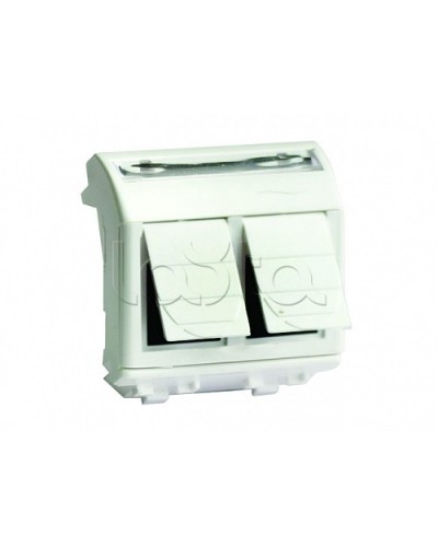 Ком.роз. двойная RJ45 кат.6 (8P8C, Hyperline, Dual IDC: 110&Krone) Brava, слон.кость, 2мод (75452S) в Йошкар-Оле Аксессуары для кабель-канала Pintop.ru