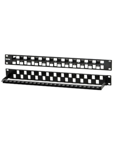 Патч-панель модульная 19, 1U, 24 порта, Flat Type, для модулей Keystone Jack, с задним кабельным организатором (без модулей) Hyperline PPBL3-19-24S-RM в Йошкар-Оле Патч панель Pintop.ru