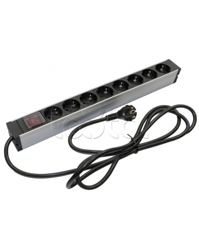 Блок розеток для 19 шкафов, горизонтальный Hyperline (SHZ19-8SH-S-2.5EU) в Йошкар-Оле Блоки розеток Pintop.ru