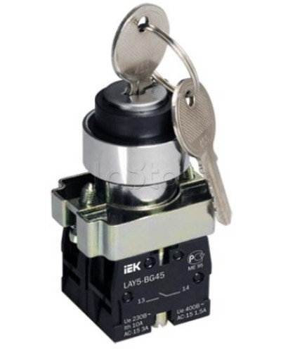 Переключатель LAY5-BG45 на 2 положения с ключом без фиксации IEK BSW80-BG-2-K02 в Йошкар-Оле Аксессуары для стоек и шкафов Pintop.ru