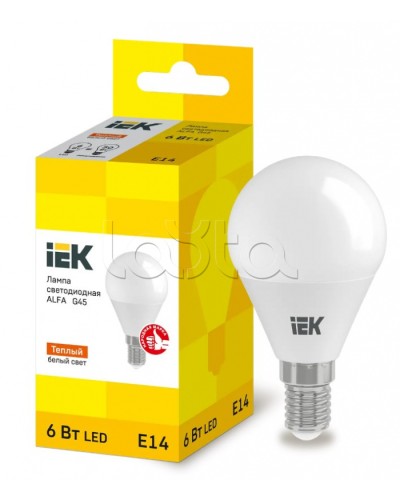 Лампа LED ALFA G45 шар 6Вт 230В 3000К E14 IEK (LLA-G45-6-230-30-E14) в Йошкар-Оле Источники света(Лампы) Pintop.ru