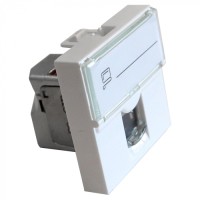 Вставка Mosaic 45x45, RJ-45 STP, кат.6, со шторкой и увеличенным окном маркировки, белая LANMASTER LAN-SIP-23S6-WH
