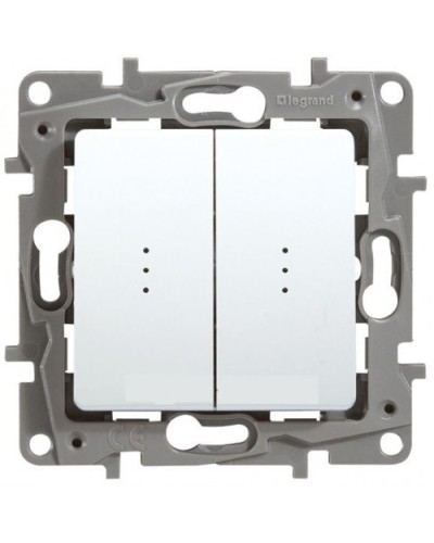 Переключатель двухклавишный с подсветкой Etika Plus 10 AX 250 В белый Legrand 672216 в Йошкар-Оле Аксессуары для кабель-канала Pintop.ru