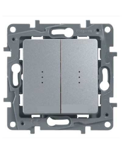 Переключатель двухклавишный с подсветкой Etika Plus 10 AX 250 В алюминий Legrand 672416 в Йошкар-Оле Аксессуары для кабель-канала Pintop.ru