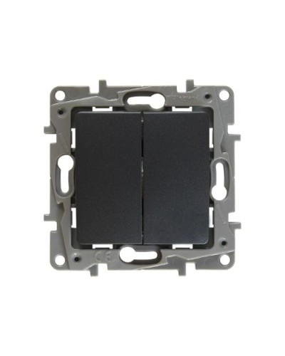 Переключатель двухклавишный Etika Plus 10 AX 250 В антрацит Legrand 672612 в Йошкар-Оле Аксессуары для кабель-канала Pintop.ru