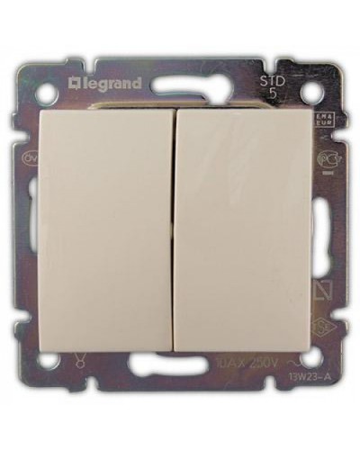 Переключатель на два направления двухклавишный Valena 10 AX 250 В слоновая кость Legrand 774308 в Йошкар-Оле Аксессуары для кабель-канала Pintop.ru