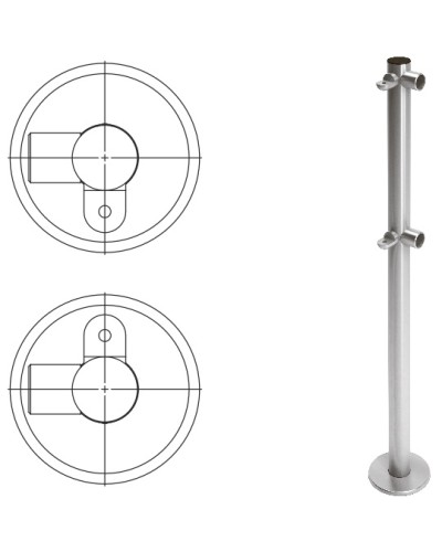 Стойка ограждения L-образная с 2-мя полупетлями слева (антик серебро) Oxgard в Йошкар-Оле Ограждения Pintop.ru