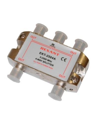 Делитель телевизионный ТВх4 под F разъём 5-2500 МГц СПУТНИК (10шт/уп) REXANT 05-6203 в Йошкар-Оле Системы видеонаблюдения Pintop.ru