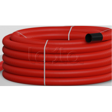 NR050 Двустен. труба ПНД гибкая откр. прокладки, SN26, с зондом, D50мм (50м) красн. Экопласт (801050HFR-UF-RD)