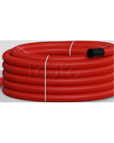 NR050 Двустен. труба ПНД гибкая откр. прокладки, SN26, с зондом, D50мм (50м) красн. Экопласт (801050HFR-UF-RD) в Йошкар-Оле Труба гофрированная Pintop.ru