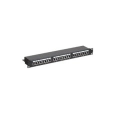 Патч-панель 19", 1U, 24 порта RJ-45, категория 5E, Dual IDC с задним кабельным организатором, экранированная, черная
