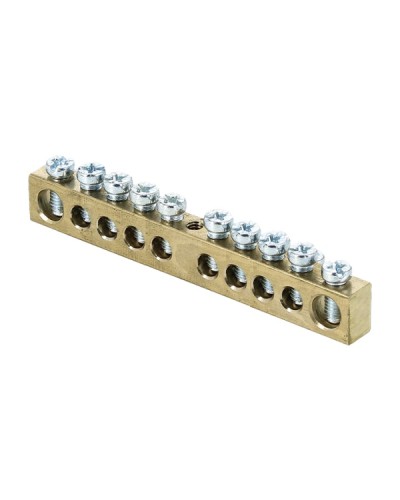 Шина PEN ноль-земля (6х9мм) 10 отверстий латунь крепеж по центру розничный стикер EKF PROxima (sn0-63-10-r) в Йошкар-Оле Аксессуары для стоек и шкафов Pintop.ru