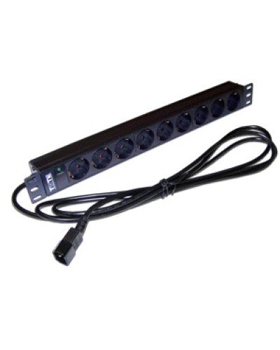 Блок розеток 19 9 шт. без выключателя, 10A 250V, шнур питания с вилкой C14, 3.0 м TWT TWT-PDU19-10A9P4-3.0 в Йошкар-Оле Блоки розеток Pintop.ru