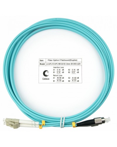 Шнур оптичесикй duplex LC-FC 50/125 MM OM3 3 м LSZH Cabeus FOP-50-LC-FC-3M в Йошкар-Оле Патч-корды оптические Pintop.ru