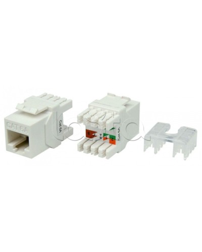 Вставка Keystone Jack RJ-45(8P8C) Hyperline KJ8-8P8C-C6A-180-WH в Йошкар-Оле Модули Keystone Pintop.ru