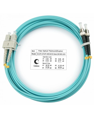 Шнур оптический duplex SC-ST 50/125 mm OM3 7м LSZH Cabeus FOP-50-SC-ST-7m в Йошкар-Оле Патч-корды и пигтейлы Pintop.ru
