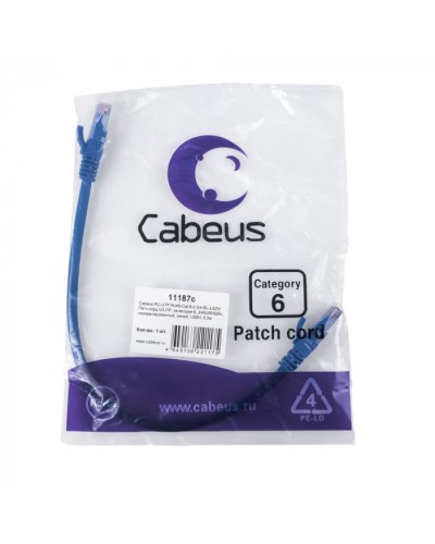 Патч-корд U/UTP, кат. 6, 2xRJ45/8p8c, неэкран, синий, LSZH, 0.3м Cabeus (PC-UTP-RJ45-Cat.6-0.3m-BL-LSZH) в Йошкар-Оле Патчкорды (медные) Pintop.ru