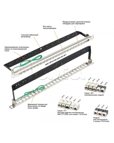 Патч-панель 19, 0.5U, 24xKeystone UTP/STP NIKOMAX (NMC-RP24-BLANK-HU-MT) в Йошкар-Оле Патч панель Pintop.ru