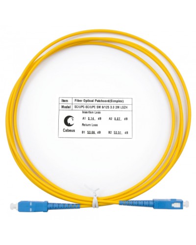 Шнур оптический simplex SC-SC 9/125 SM 2 м LSZH Cabeus FOP(s)-9-SC-SC-2M в Йошкар-Оле Патч-корды оптические Pintop.ru