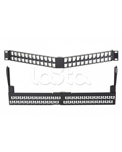 Коммутационная угловая панель 19” наборная, FTP, 1U, 48 портов, черный Eurolan (27A-00-48-01BL) в Йошкар-Оле Патч панель Pintop.ru