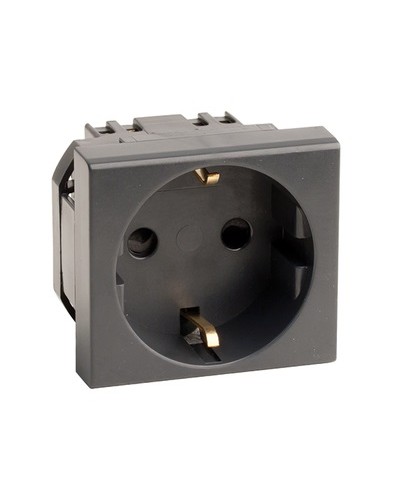 Розетка силовая 2Р+Е, со шторками, «Viva», 2 мод., цвет черный DKC (45205) в Йошкар-Оле Аксессуары для кабель-канала Pintop.ru