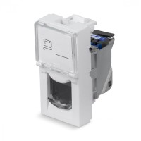 Модуль Keystone Jack RJ-45(8P8C), 180 градусов, категория 6, экранированная Cabeus (KJ-RJ45-Cat.6-SH-180T-FP-L-22,5)