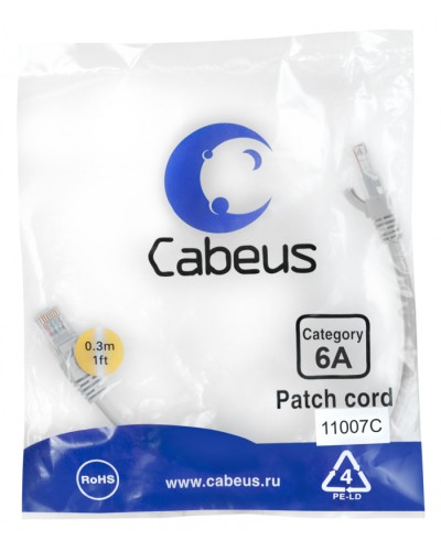 Патч-корд S/FTP Cabeus (PC-SSTP-RJ45-Cat.6a-0.3m-LSZH) в Йошкар-Оле Патчкорды (медные) Pintop.ru