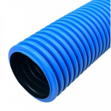 Труба гофрированная двустенная ПНД жесткая тип 450 (SN12) синяя д110 5,7м (34,2м/уп) Промрукав (PR15.0123)